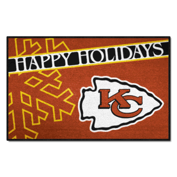 Kansas City Chiefs Starter Mat Accent Rug - 19in. x 30in. Happy Holidays Starter Mat