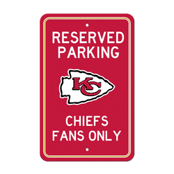 Kansas City Chiefs Team Color Reserved Parking Sign Dcor 18in. X 11.5in. Lightweight