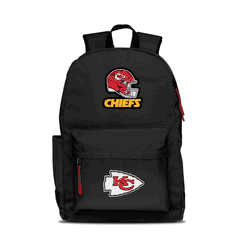 Kansas City Chiefs Two-Logo Campus Backpack, Black, with Red Zipper