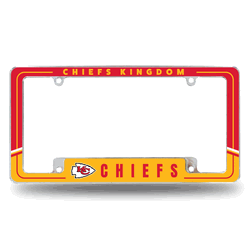 Kansas City Chiefs Two-Tone 12" x 6" Chrome All Over Automotive License Plate Frame