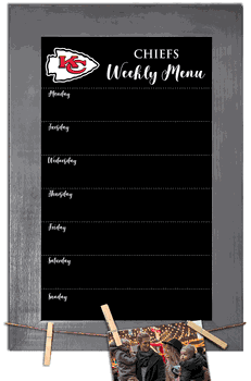 Kansas City Chiefs Weekly Chalkboard with frame & clothespins 11x19 Sign