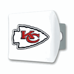 Kansas City Chiefs White Metal Hitch Cover with  3D Color Emblem