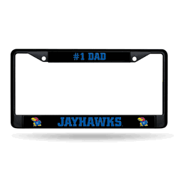 Kansas Jayhawks #1 Dad Black Chrome Frame with Decal Inserts 12" x 6" Car/Truck Auto Accessory