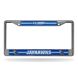 Kansas Jayhawks #1 Mom 12" x 6" Silver Bling Chrome Car/Truck/SUV Auto Accessory