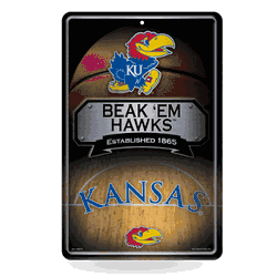 Kansas Jayhawks  11" x 17" Metal Home Dcor Sign