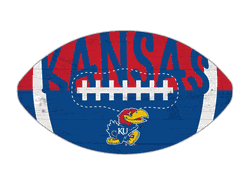 Kansas Jayhawks 12" Football Cutout Sign with City Name