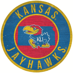 Kansas Jayhawks 12 in. Circle w/ State Sign