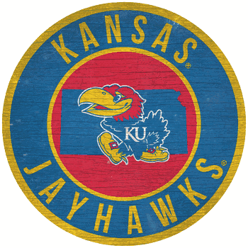 Kansas Jayhawks 12 in. Circle w/ State Sign
