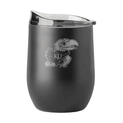 Kansas Jayhawks 16oz Black Etch Powder Coat Curved Bev