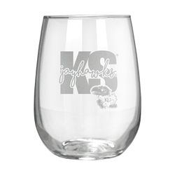 Kansas Jayhawks 17oz Stemmless Wine Glass