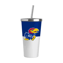 Kansas Jayhawks 20oz Colorblock Stainless Steel Straw Tumbler