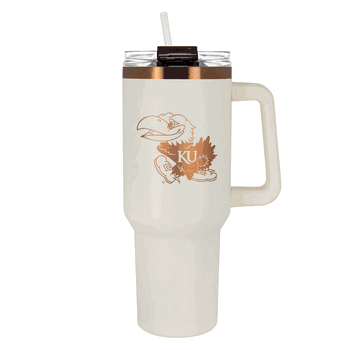 Kansas Jayhawks 40oz Crme and Copper Colossus Travel Mug with Straw