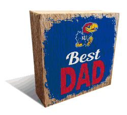 Kansas Jayhawks Best Dad 6x6 Wood Block