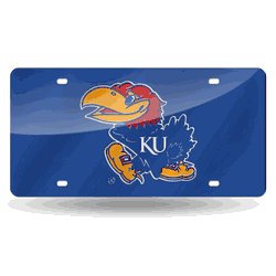 Kansas Jayhawks Blue 12" x 6" Laser Cut Tag For Car/Truck/SUV