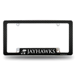 Kansas Jayhawks Carbon Fiber 12" x 6" Chrome All Over Automotive License Plate Frame for Car/Truck/SUV