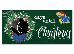 Kansas Jayhawks Chalk Christmas Countdown 6x12 Sign