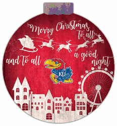 Kansas Jayhawks Christmas Village 12in Wall Art