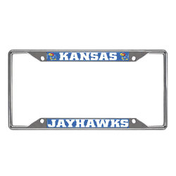 Kansas Jayhawks Chrome Metal License Plate Frame, 6.25in x 12.25in