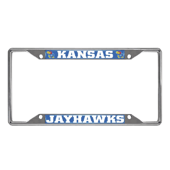 Kansas Jayhawks Chrome Metal License Plate Frame, 6.25in x 12.25in