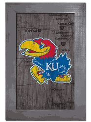 Kansas Jayhawks City Map 11x19 Sign