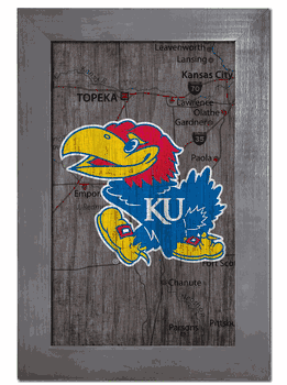 Kansas Jayhawks City Map 11x19 Sign
