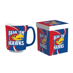 Kansas Jayhawks Coffee Mug 14oz Ceramic with Matching Box