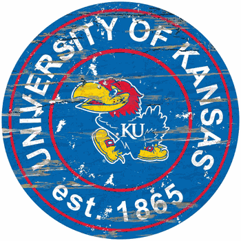 Kansas Jayhawks Distressed Round Sign