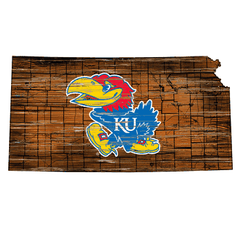 Kansas Jayhawks Distressed State with Logo