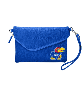 Kansas Jayhawks Fold Over Crossbody Pebble Royal
