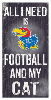 Kansas Jayhawks Football and My Cat 6x12 Sign