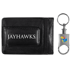 Kansas Jayhawks Leather Cash & Cardholder & Valet Key Chain