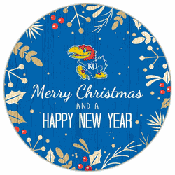 Kansas Jayhawks Merry Christmas & New Year 12in Circle