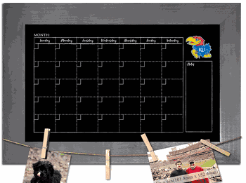 Kansas Jayhawks Monthly Chalkboard with frame & clothespins 11x19 Sign