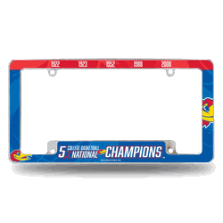 Kansas Jayhawks Multi Champ 12" x 6" Chrome All Over Automotive License Plate Frame