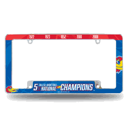 Kansas Jayhawks Multi Champ 12" x 6" Chrome All Over Automotive License Plate Frame for Car/Truck/SUV