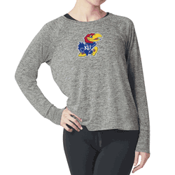 Kansas Jayhawks NCAA Kadi Raglan Long Sleeve Heather Grey Medium