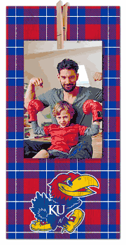 Kansas Jayhawks Plaid Clothespin 6x12 Sign