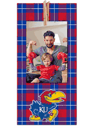 Kansas Jayhawks Plaid Clothespin 6x12 Sign