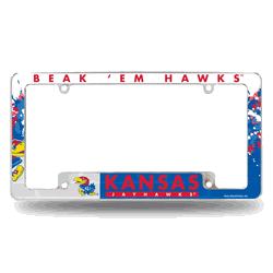 Kansas Jayhawks Primary 12" x 6" Chrome All Over Automotive License Plate Frame
