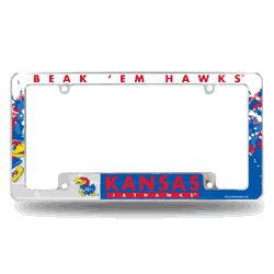 Kansas Jayhawks Primary 12" x 6" Chrome All Over Automotive License Plate Frame for Car/Truck/SUV