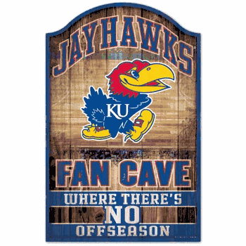Kansas Jayhawks Sign 11x17 Wood Fan Cave Design