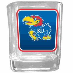 Kansas Jayhawks Square Glass Shot Glass