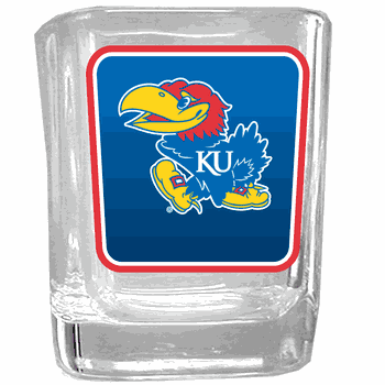 Kansas Jayhawks Square Glass Shot Glass