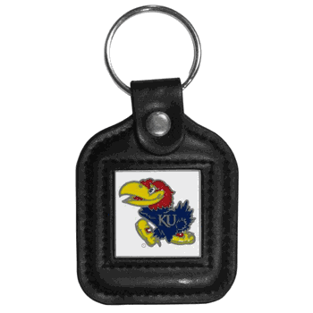 Kansas Jayhawks Square Leatherette Key Chain