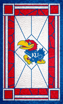 Kansas Jayhawks Stained Glass 11x19 Wood Sign