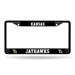 Kansas Jayhawks Standard Black Chrome Frame with Plastic Inserts 12" x 6" Car/Truck Auto Accessory