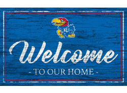 Kansas Jayhawks Team Color Welcome 11x19 Sign