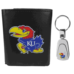 Kansas Jayhawks Tri-fold Wallet & Steel Key Chain
