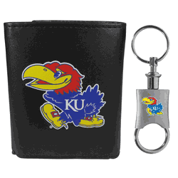 Kansas Jayhawks Tri-fold Wallet & Valet Key Chain