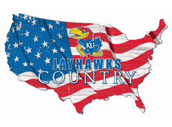 Kansas Jayhawks USA Shape Flag Cutout